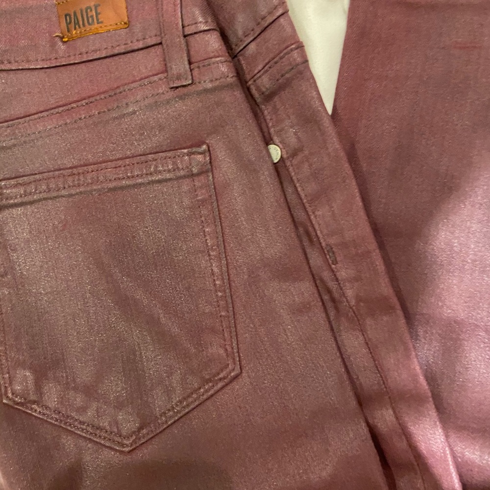 Paige burgundy waxed jeans